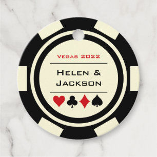 Casino Black White Poker Chip Las Vegas Bröllop Gåvor Etiketter