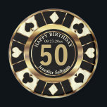 Casino Chip Las Vegas Birthday - Cream och Guld Magnet<br><div class="desc">📌 LÄS! 🥇 EN ORIGINAL COPYRIGHT ART DESIGN AV Donna Siegrist, ENDAST TILLGÄNGLIG PÅ ZAZZLE! Las Vegas Poker Chip har satt på Birthday Magnet i ett redo för design av kräm och faux guld för att du ska kunna anpassa dig. Den här designen fungerar bra för vilken födelsedag som helst,...</div>