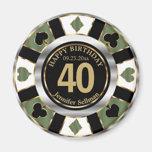Casino Chip Las Vegas Birthday - Grönt Magnet