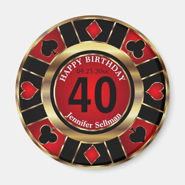 Casino Chip Las Vegas Birthday Magnet (Framsidan)