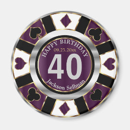 Casino Chip Las Vegas Birthday - Plum Lila Magnet