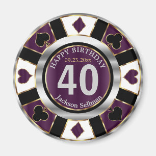 Casino Chip Las Vegas Birthday - Plum Lila Magnet