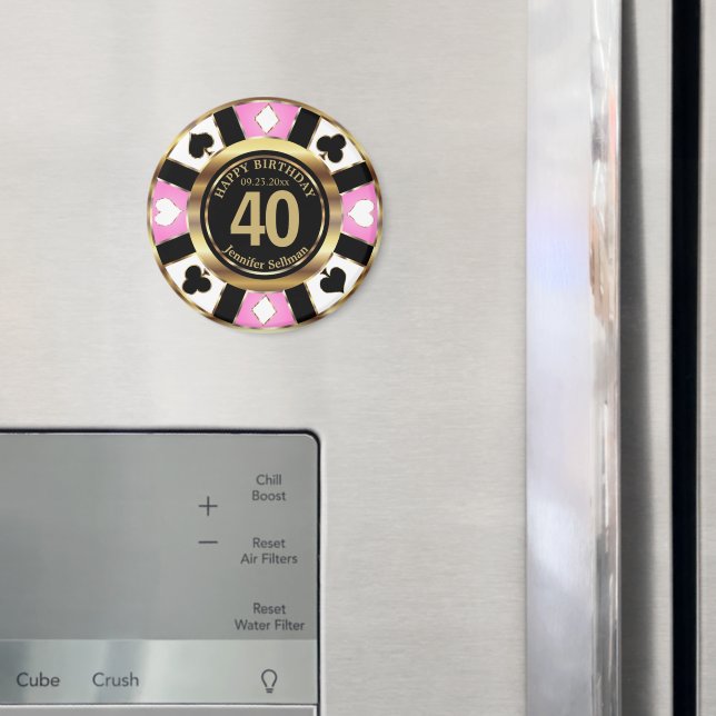 Casino Chip Las Vegas Birthday - Rosa Magnet (In Situ (Fridge))