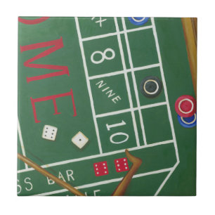 Casino Craps Bord med Chip och Dice Kakelplatta
