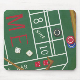Casino Craps Bord med Chip och Dice Musmatta