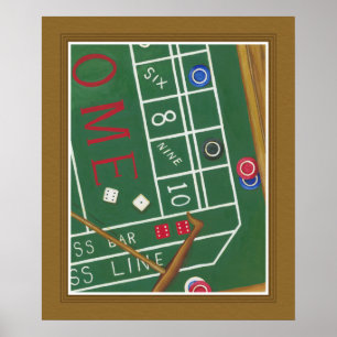 Casino Craps Bord med Chip och Dice Poster