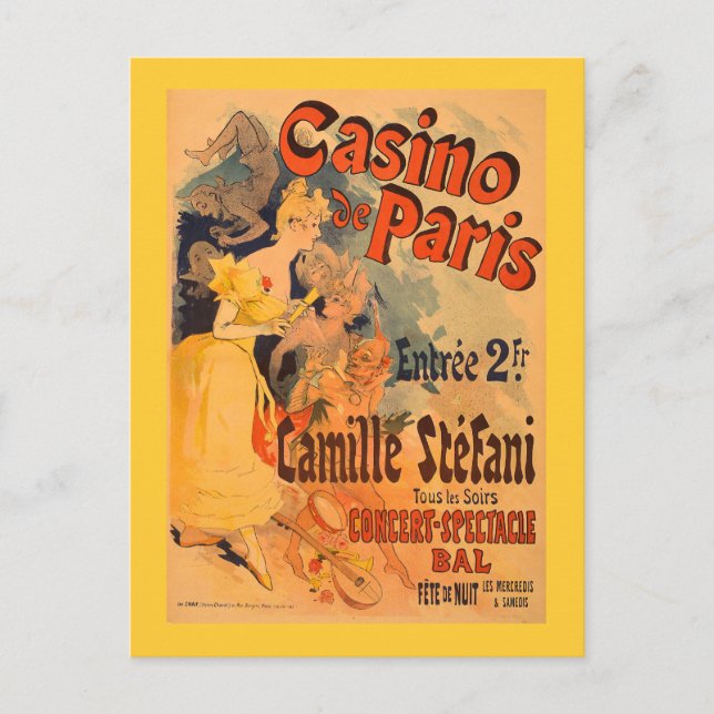 Casino de Paris Vintage Art Poster Vykort (Framsida)