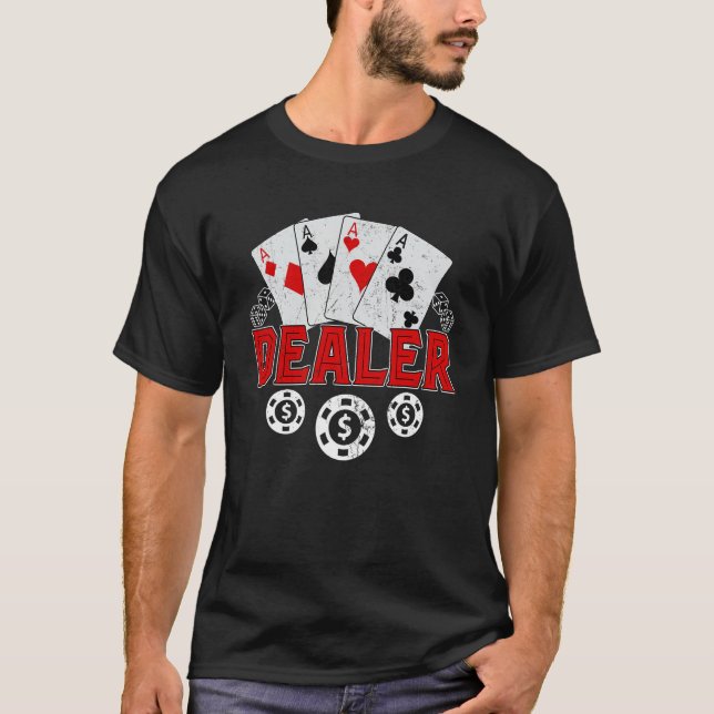 Casino Dealer Halloween Costume Shirt Poker Gambli T (Framsida)