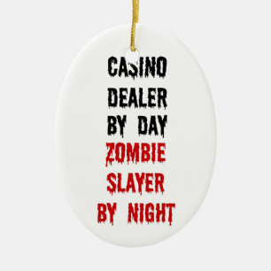 Casino Dealer Zombie Sayer Julgransprydnad Keramik