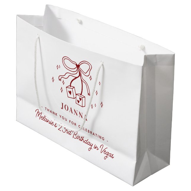 Casino Dice Bow Custom Name Vegas Birthday Party (Framsidan Vinklad)