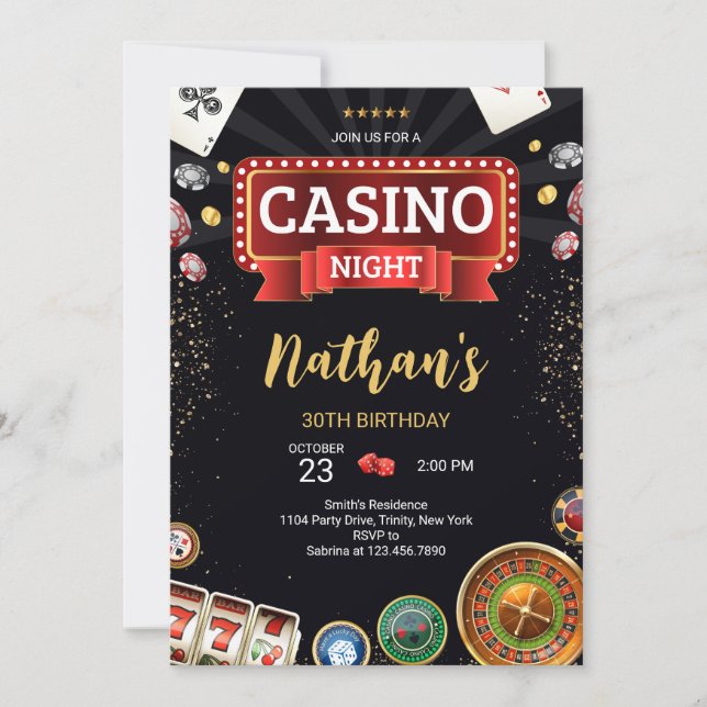 Casino Födelsedag Inbjudningar (Framsida)