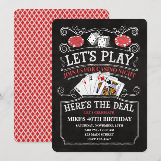 Casino Födelsedagsfest Inbjudningar