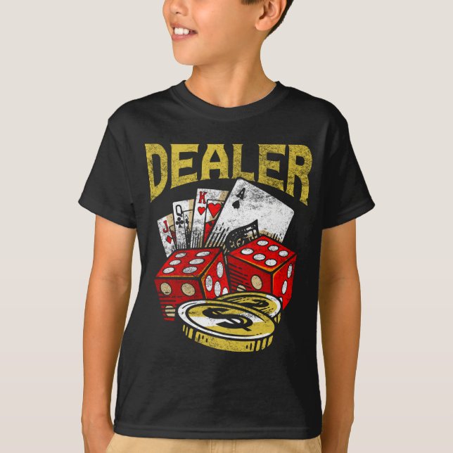 Casino Gambling Dealer Texas Holdem Poker T Shirt (Framsida)