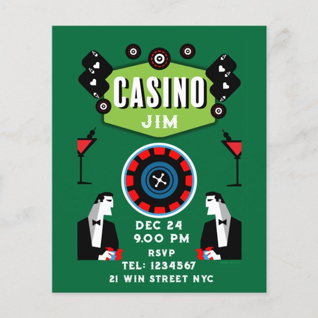 Casino Gambling Poker Roulette Flygblad (Framsidan)