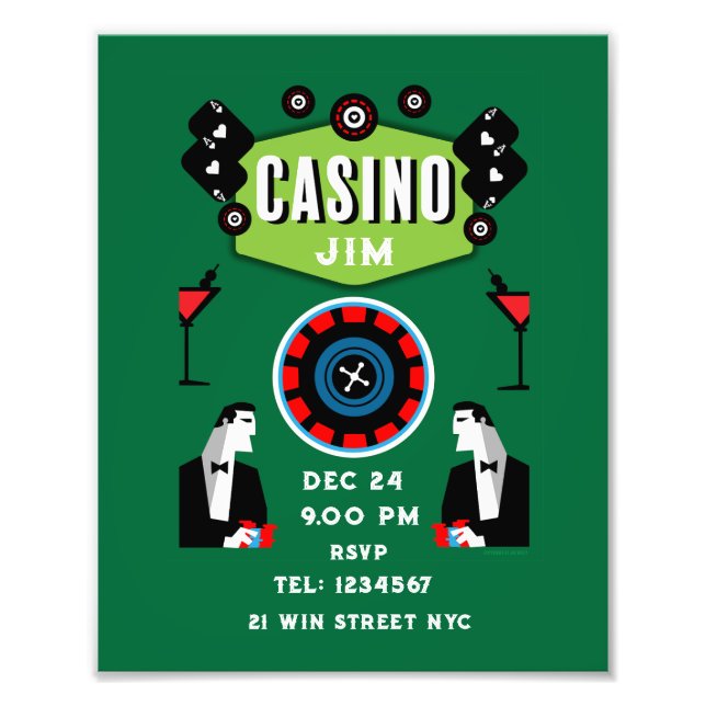 Casino Gambling Poker Roulette Fototryck (Framsidan)