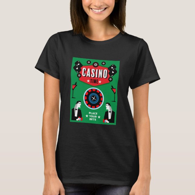 Casino Gambling Poker Roulette T Shirt (Framsida)