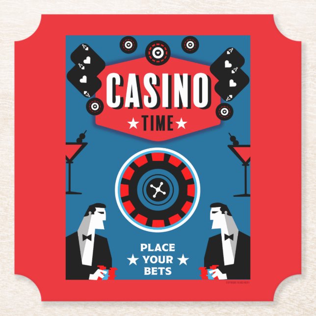 Casino Gambling Poker Roulette Underlägg Papper (Framsida)