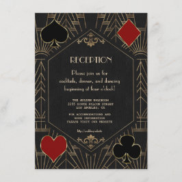 Casino Gold Black 20s Gatsby Wedding Reception Tilläggskort