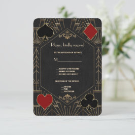 Casino Gold Black Gatsby 1920-tals Bröllop OSA Kort