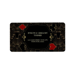 Casino Gold Black Gatsby 1920s Gambling Wedding Adressetikett