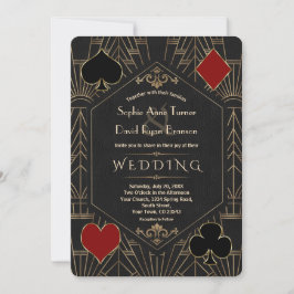 Casino Gold Black Gatsby 1920s Gambling Wedding Inbjudningar
