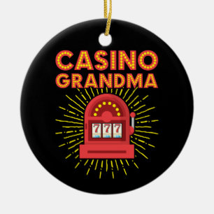 Casino Grandma Gambling Granny Julgransprydnad Keramik
