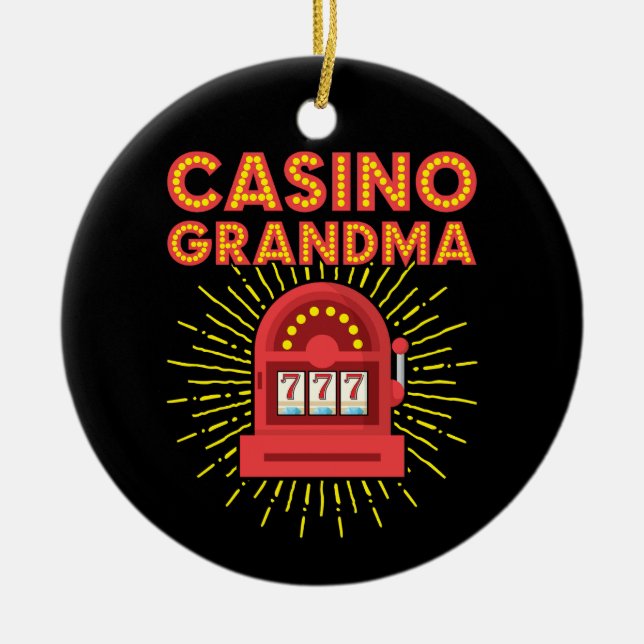 Casino Grandma Gambling Granny Julgransprydnad Keramik (Framsidan)