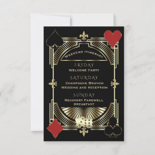 Casino Guld Black Art Deco Roaring 20-tal Bröllop OSA Kort