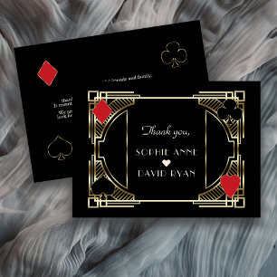 Casino Guld Black Art Deco Roaring 20-tal Bröllop Tack Kort