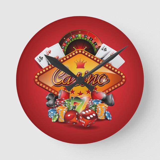 Casino-illustration med spelande inslag rund klocka (Framsida)