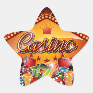 Casino-illustration med spelande inslag stjärnformat klistermärke