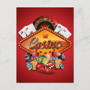 Casino-illustration med spelande inslag vykort