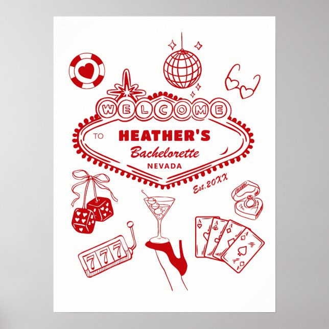 Casino Las Vegas Bachelorette Party Welcome Poster (Framsidan)