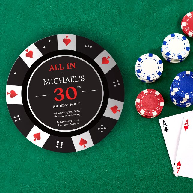 Casino Las Vegas Poker Chip 30års födelsedag Inbjudningar (Skapare uppladdad)