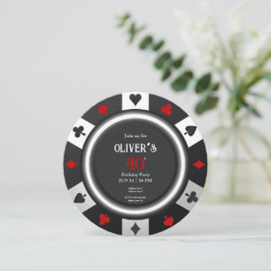 Casino Las Vegas Poker Chip Birthday Inbjudningar