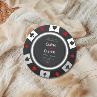 Casino Las Vegas Poker Chip engagement party Inbjudningar