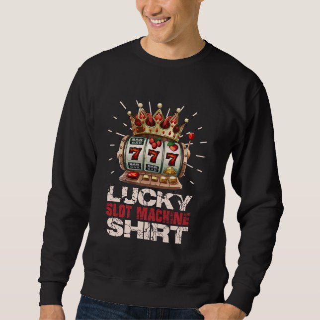 Casino LUCKY SLOT MASKINER SHIRT Jackpot 777-kortp Lång Ärmad Tröja (Framsida)