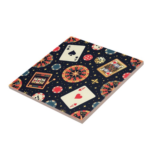 Casino mönster tema på svart kakelplatta (Sidan)