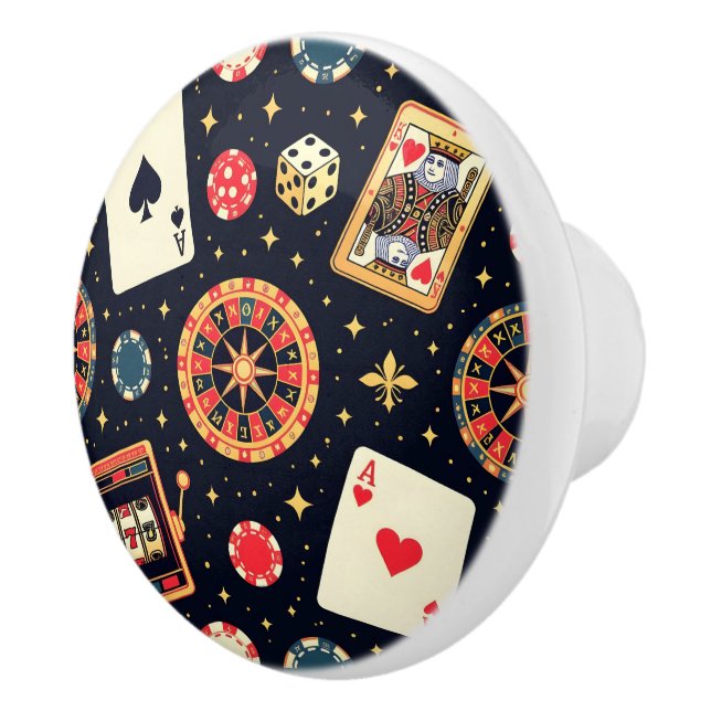 Casino mönster tema på svart knopp (Höger)