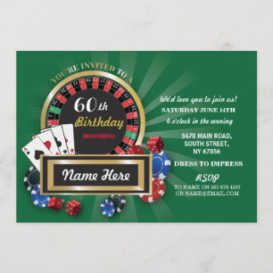 Casino Night Birthday Las Vegas Roulette Inbjudan