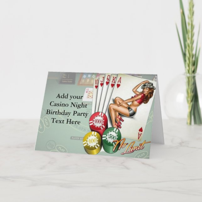 Casino Night Födelsedagsfest inbjudan (Framsida)