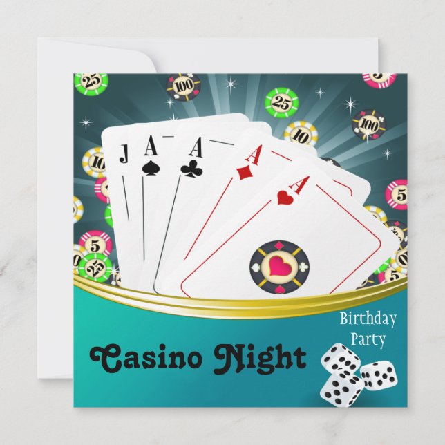 Casino Night Födelsedagsfest inbjudan (Framsida)