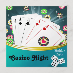 Casino Night Födelsedagsfest inbjudan