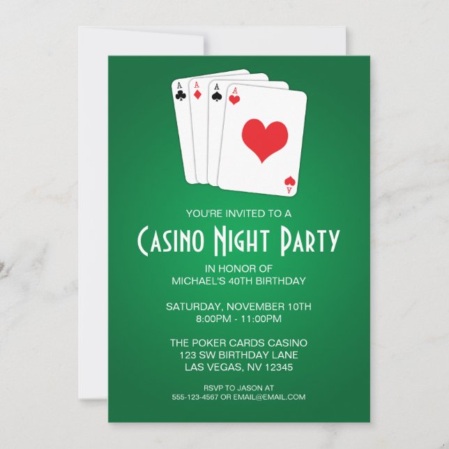 Casino Night Födelsedagsfest Inbjudningar (Framsida)