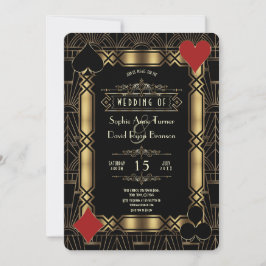 Casino Night Gold  Art Deco 1920s Gatsby Wedding Inbjudningar
