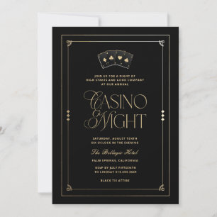 Casino Night Inbjudan Svart Guld Art Deco