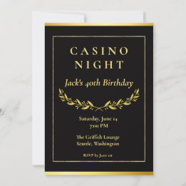 Casino Night Invitation | Poker Birthday Party Tack Kort