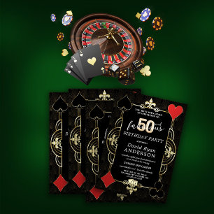 Casino Night Poker 50 och Fabulous Födelsedagsfest Inbjudningar