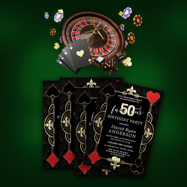 Casino Night Poker 50 och Fabulous Födelsedagsfest Inbjudningar (Skapare uppladdad)