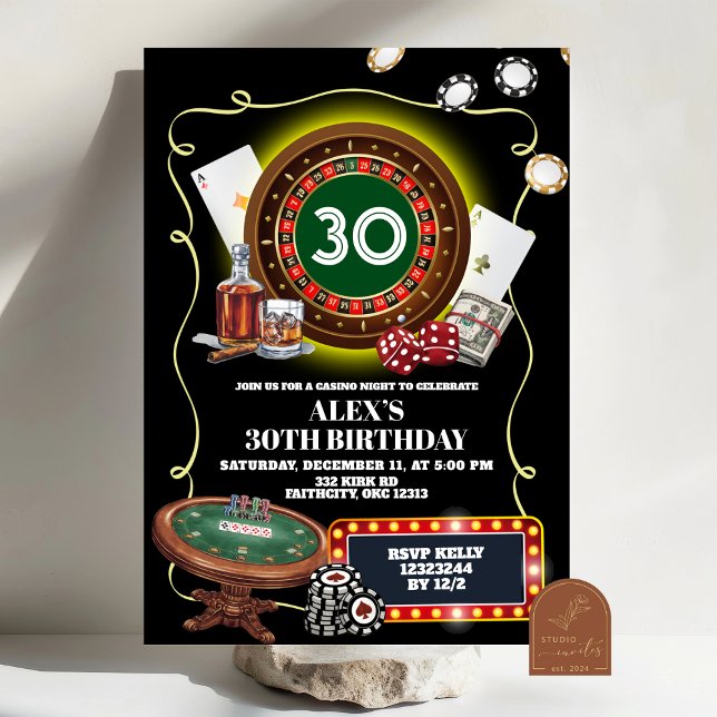 Casino Night Poker Man Adult Birthday Inbjudningar (Skapare uppladdad)